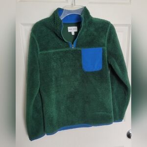 Green Fleece Pullover with Blue Pocket - Kids Size L